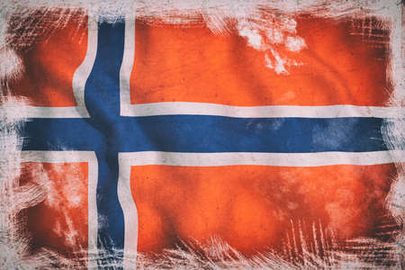 3d rendering of an old and dirty Norway flagの写真素材