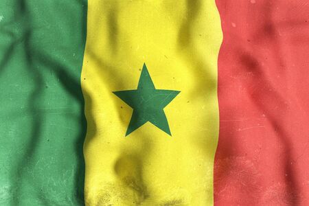 3d rendering of an old and dirty Senegal flag wavingの写真素材
