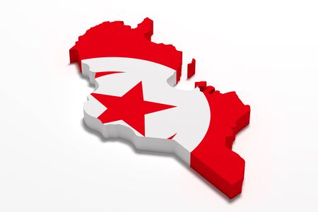 3d rendering of Tunisia map and flag.の写真素材