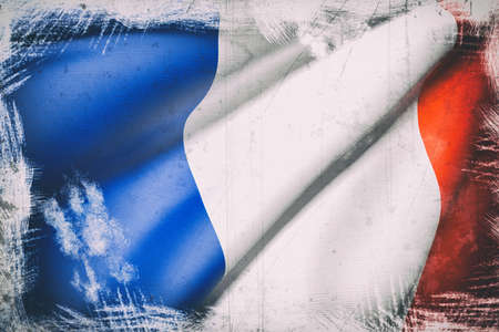 3d rendering of an old and dirty france flagの写真素材