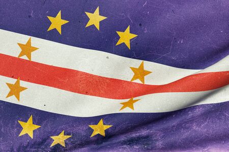 3d rendering of an old and dirty Republic of Cape Verde flag wavingの写真素材