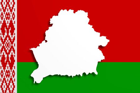 3d rendering of Belarus map and flag on background.の写真素材