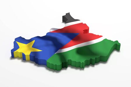 3d rendering of South Sudan map and flag.の写真素材