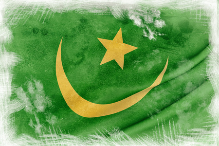 3d rendering of an old and dirty Mauritania flag wavingの写真素材