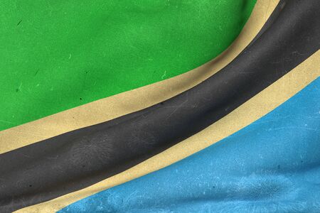 3d rendering of an old and dirty Tanzania flag wavingの写真素材