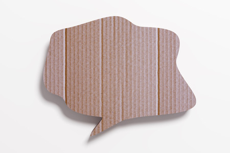 3D rendering of cardboard speech bubble on white background.の写真素材