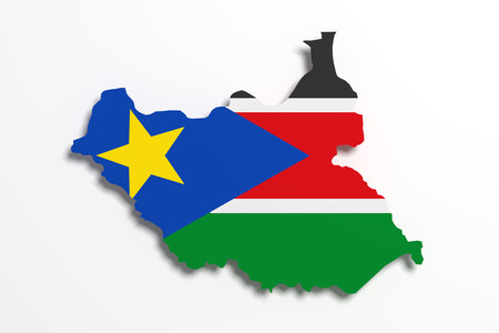 3d rendering of South Sudan map and flag.の写真素材