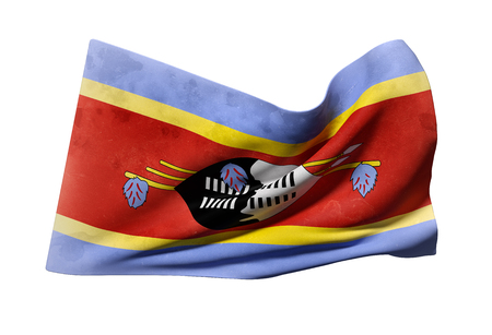 3d rendering of Kingdom of Swaziland flag waving on white backgroundの写真素材