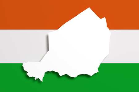 3d rendering of Republic of Niger map and flag on backgroundの写真素材