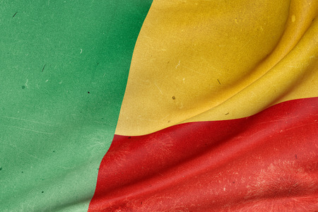3d rendering of an old and dirty Republic of Benin flag wavingの写真素材