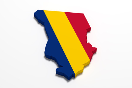 3d rendering of Republic of Chad map and flag on white backgroundの写真素材