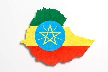 3d rendering of Ethiopia map and flag.の写真素材