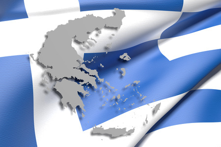 3d rendering of Greece map and flag on backgroundの写真素材