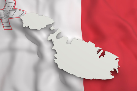 3d rendering of Malt map and flag on background.の写真素材