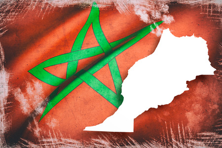 3d rendering of Morocco map and flag on backgroundの写真素材