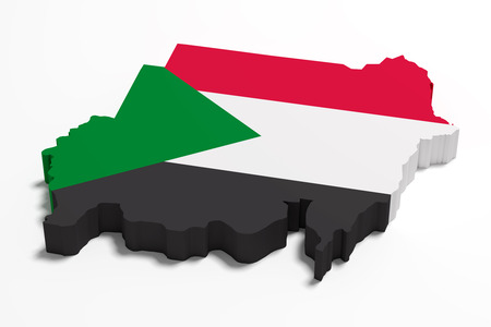 3d rendering of Sudan map and flag.の写真素材