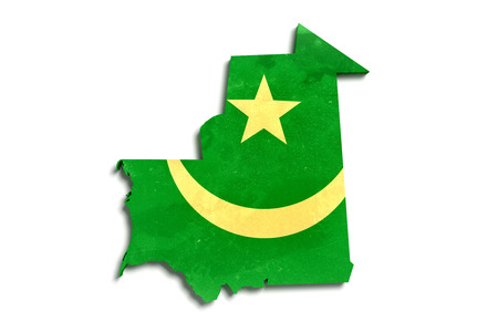 3d rendering of Mauritania map and flag on white backgroundの写真素材