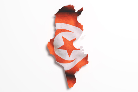 3d rendering of Tunisia map and flag.の写真素材