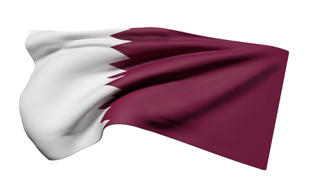 3d rendering of Qatar flag waving on white backgroundの写真素材
