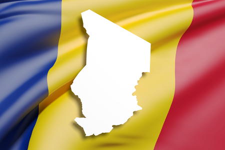 3d rendering of Republic of Chad map and flag.の写真素材