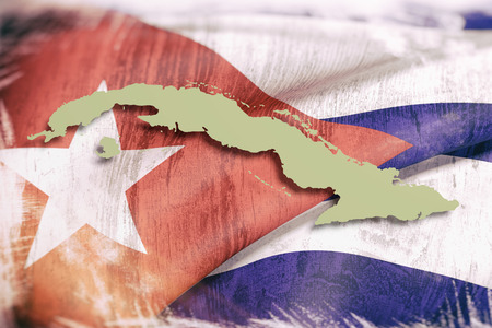 3d rendering of a Cuba map and flagの写真素材
