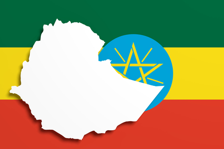 3d rendering of Ethiopia map and flag.の写真素材