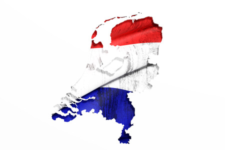 3d rendering of Holland map and dirty flag on white background.の写真素材