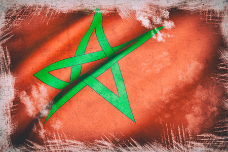 3d rendering of a Morocco flag wavingの写真素材
