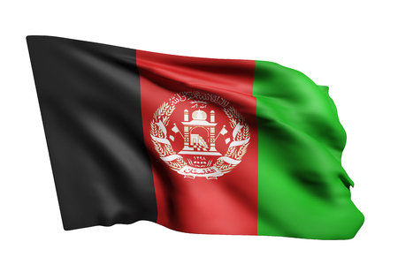 3d rendering of an Afghanistan flag waving on a white backgroundの写真素材