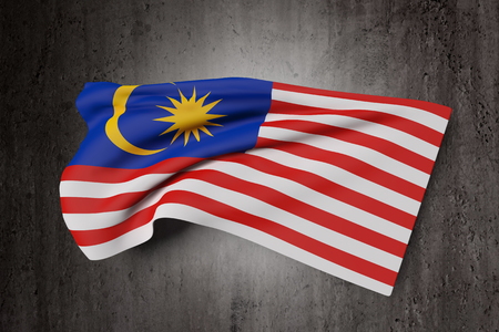 3d rendering of Malaysia flag waving on dirty backgroundの写真素材