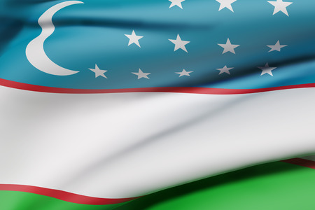 3d rendering of a Republic of Uzbekistan flag wavingの写真素材