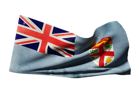 3d rendering of an old Republic of Fiji flag waving on white background