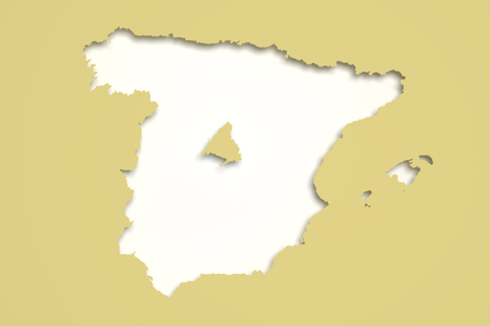 3d rendering of contour of Spanish map and its capital - Madrid on brown background.Isolated.の写真素材