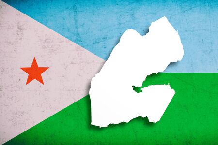 3d rendering of Djibouti map and flag on backgroundの写真素材