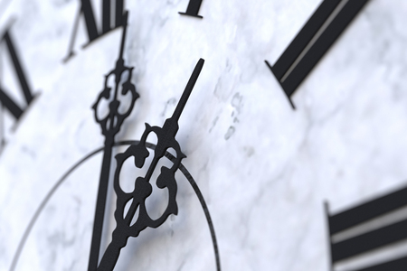 3d rendering of a close-up of a hand of clock. Horizontal shotの写真素材