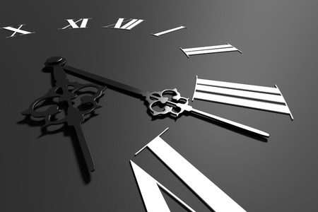 3d rendering of a face of clock on dark gray colored background