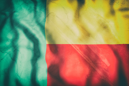 3d rendering of an old Republic of Benin flag wavingの写真素材