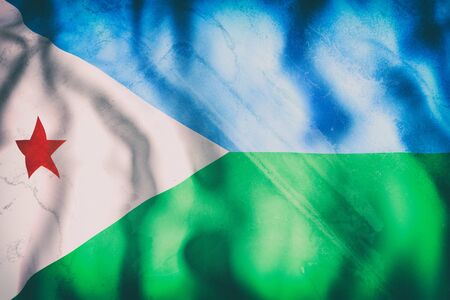 3d rendering of an old Djibouti flag wavingの写真素材