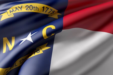 3d rendering of a North Carolina State flag wavingの写真素材