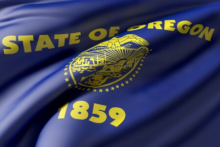 3d rendering of an Oregon State flag wavingの写真素材