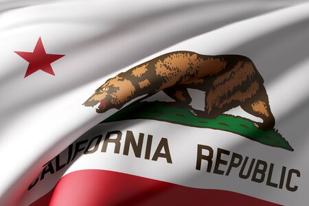 3d rendering of a California State flag wavingの写真素材