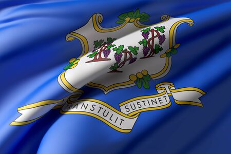 3d rendering of a Connecticut State flag wavingの写真素材