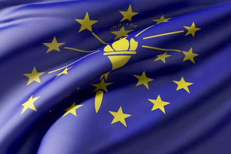 3d rendering of an Indiana State flag wavingの写真素材