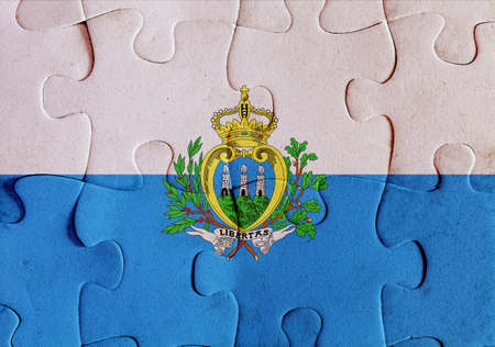 Illustration of a flag of San Marino over some puzzle pieces. Its a JPG image.の写真素材