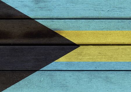 Illustration of Bahamas flag over a wooden textured surfaceの写真素材