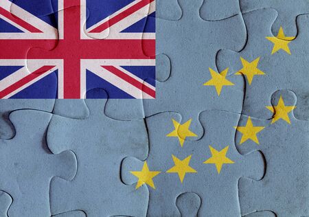 Illustration of a flag of Tuvalu over some puzzle pieces. Its a JPG image.の写真素材