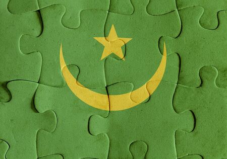 Illustration of a flag of Mauritania over some puzzle pieces. Its a JPG image.の写真素材