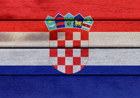 Illustration of Croatia flag over a wooden textured surfaceの写真素材