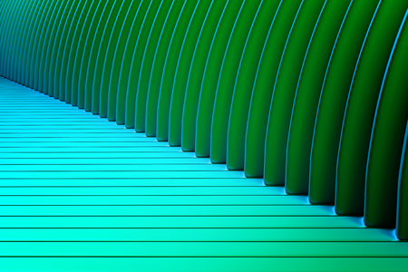 3d rendering of an abstract 3d composition with some bars and curvesの写真素材