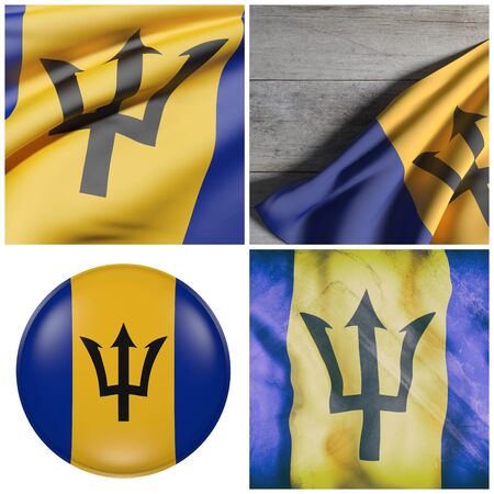 Composition of four 3d rendering Barbados flagsの写真素材